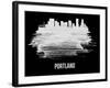 Portland Skyline Brush Stroke - White-NaxArt-Framed Art Print