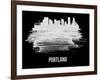 Portland Skyline Brush Stroke - White-NaxArt-Framed Art Print