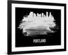 Portland Skyline Brush Stroke - White-NaxArt-Framed Art Print