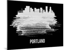 Portland Skyline Brush Stroke - White-NaxArt-Mounted Art Print