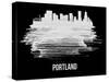 Portland Skyline Brush Stroke - White-NaxArt-Stretched Canvas