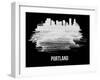 Portland Skyline Brush Stroke - White-NaxArt-Framed Art Print