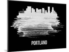 Portland Skyline Brush Stroke - White-NaxArt-Mounted Art Print