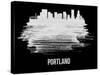 Portland Skyline Brush Stroke - White-NaxArt-Stretched Canvas