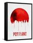 Portland Skyline Red-NaxArt-Framed Stretched Canvas