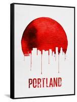 Portland Skyline Red-NaxArt-Framed Stretched Canvas