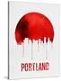 Portland Skyline Red-NaxArt-Stretched Canvas