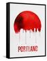 Portland Skyline Red-NaxArt-Framed Stretched Canvas