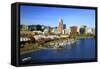 Portland Skyline & Willamette River-Steve Terrill-Framed Stretched Canvas