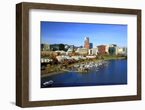 Portland Skyline & Willamette River-Steve Terrill-Framed Photographic Print