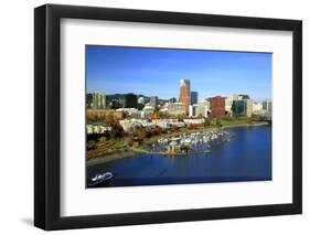 Portland Skyline & Willamette River-Steve Terrill-Framed Photographic Print