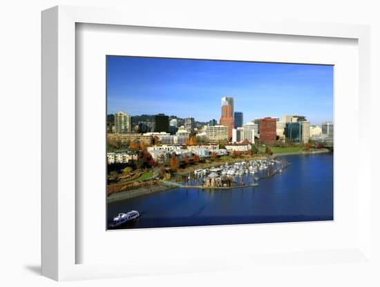 Portland Skyline & Willamette River-Steve Terrill-Framed Photographic Print