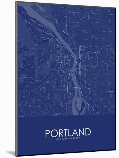 Portland, United States of America Blue Map-null-Mounted Poster
