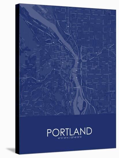 Portland, United States of America Blue Map-null-Stretched Canvas