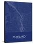 Portland, United States of America Blue Map-null-Stretched Canvas