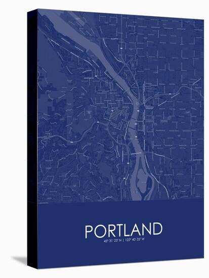 Portland, United States of America Blue Map-null-Stretched Canvas