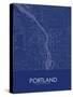 Portland, United States of America Blue Map-null-Stretched Canvas