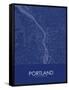 Portland, United States of America Blue Map-null-Framed Stretched Canvas