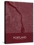 Portland, United States of America Red Map-null-Stretched Canvas