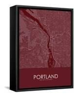 Portland, United States of America Red Map-null-Framed Stretched Canvas