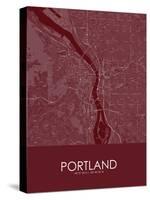 Portland, United States of America Red Map-null-Stretched Canvas