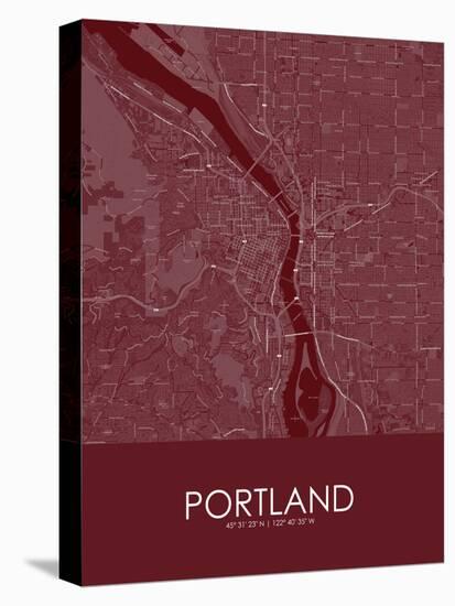 Portland, United States of America Red Map-null-Stretched Canvas