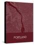 Portland, United States of America Red Map-null-Stretched Canvas
