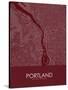 Portland, United States of America Red Map-null-Stretched Canvas