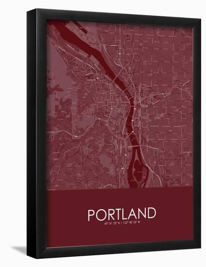 Portland, United States of America Red Map-null-Framed Poster