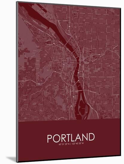 Portland, United States of America Red Map-null-Mounted Poster