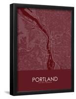 Portland, United States of America Red Map-null-Framed Poster