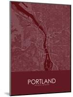 Portland, United States of America Red Map-null-Mounted Poster