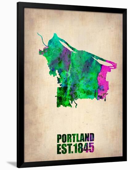 Portland Watercolor Map-NaxArt-Framed Art Print