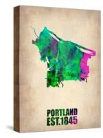 Portland Watercolor Map-NaxArt-Stretched Canvas