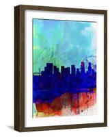 Portland Watercolor Skyline-NaxArt-Framed Art Print