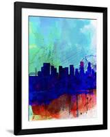 Portland Watercolor Skyline-NaxArt-Framed Art Print