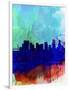 Portland Watercolor Skyline-NaxArt-Framed Art Print