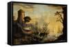 Porto al tramonto.-Salvatore Rosa-Framed Stretched Canvas