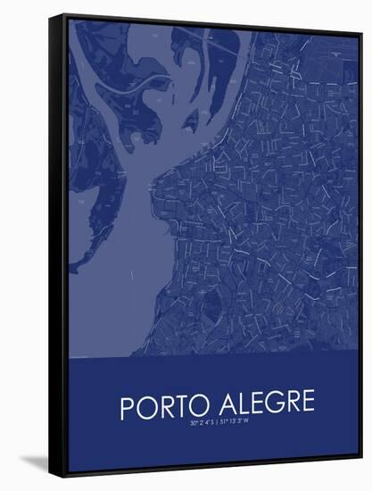 Porto Alegre, Brazil Blue Map-null-Framed Stretched Canvas