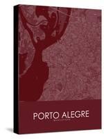 Porto Alegre, Brazil Red Map-null-Stretched Canvas