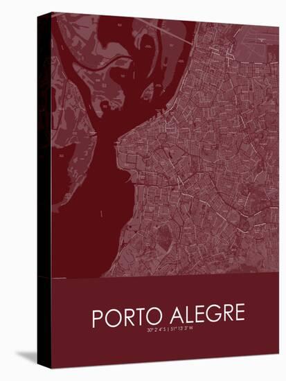 Porto Alegre, Brazil Red Map-null-Stretched Canvas