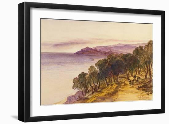 Porto Maurizio, 1865 pen and brown ink and watercolor-Edward Lear-Framed Giclee Print