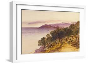 Porto Maurizio, 1865 pen and brown ink and watercolor-Edward Lear-Framed Giclee Print