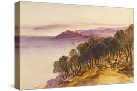 Porto Maurizio, 1865 pen and brown ink and watercolor-Edward Lear-Stretched Canvas