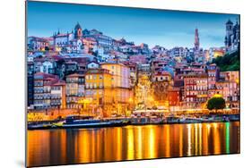 Porto, Portugal Old City Skyline from across the Douro River-Sean Pavone-Mounted Photographic Print