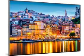 Porto, Portugal Old City Skyline from across the Douro River-Sean Pavone-Mounted Photographic Print