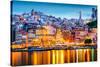 Porto, Portugal Old City Skyline from across the Douro River-Sean Pavone-Stretched Canvas