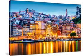 Porto, Portugal Old City Skyline from across the Douro River-Sean Pavone-Stretched Canvas