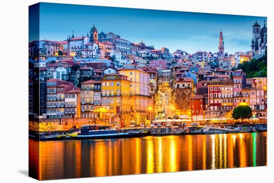 Porto, Portugal Old City Skyline from across the Douro River-Sean Pavone-Stretched Canvas