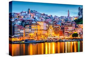 Porto, Portugal Old City Skyline from across the Douro River-Sean Pavone-Stretched Canvas